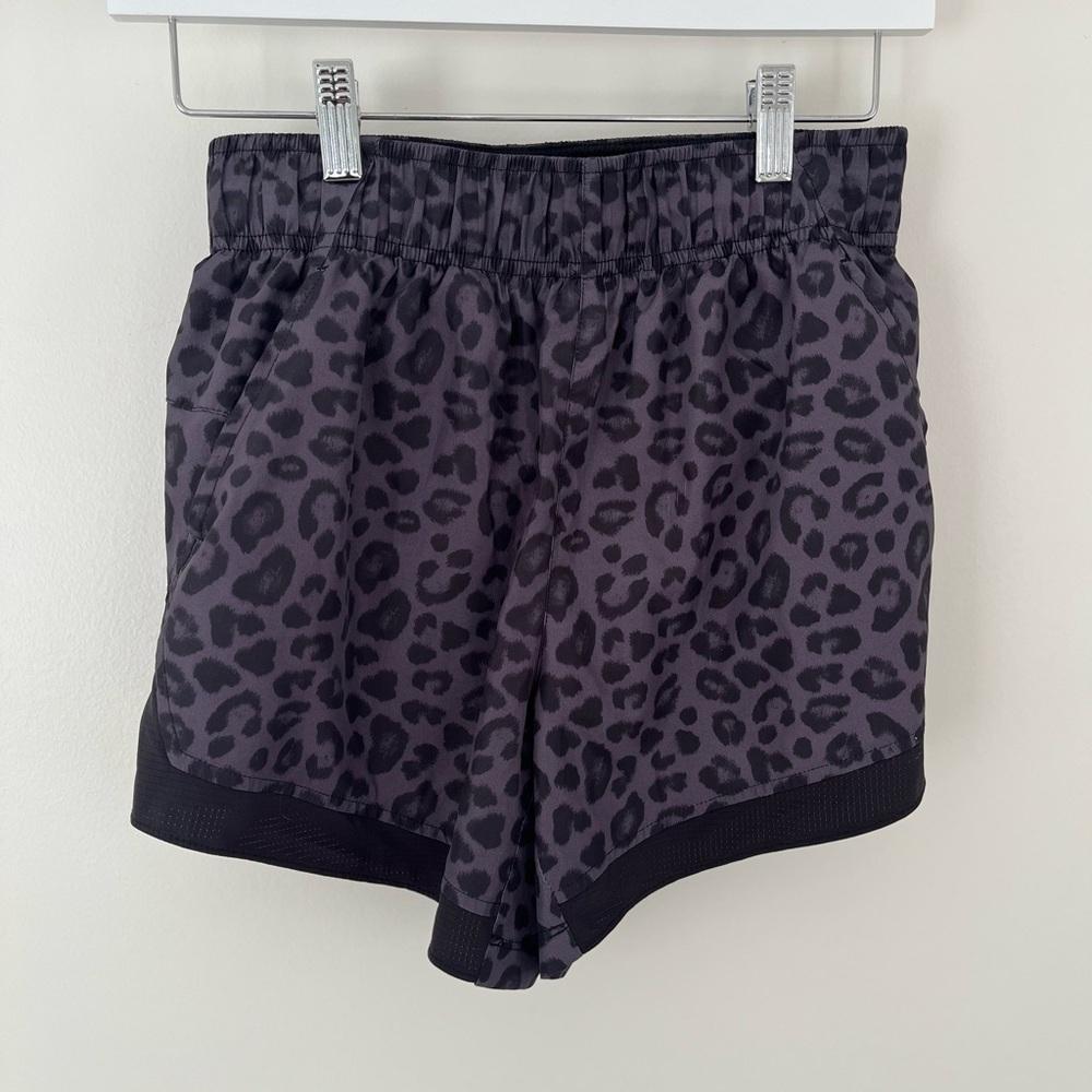 Athletic Works Black Leopard Print Athletic Shorts